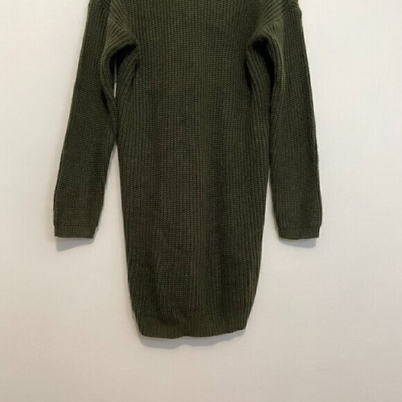 LULUS LULU'S Bringing Sexy Back Backless Sweater Dress Olive Green V-Neck Back M - Picture 6 of 15